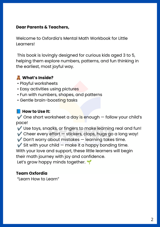 My First Mental Math Workbook – Ages 3–5
